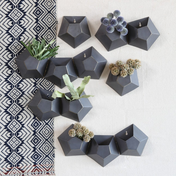 Triple Pentagonal Iron Wall Vase