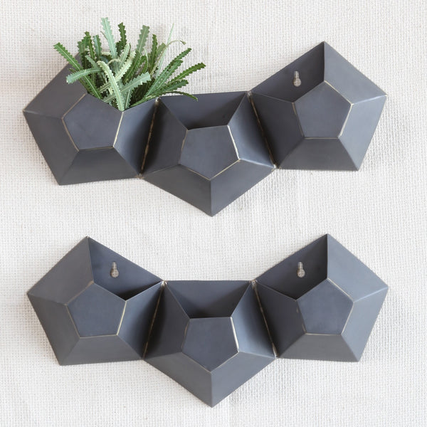 Triple Pentagonal Iron Wall Vase