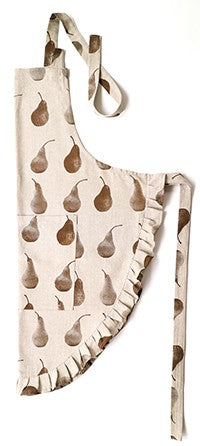 Set of Light Brown Pear Patterned Apron with Oven Gloves