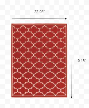 2’x3’ Red and Ivory Trellis Indoor Outdoor Scatter Rug