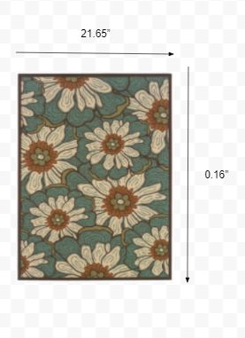 2’x4’ Blue and Brown Floral Indoor Outdoor Scatter Rug