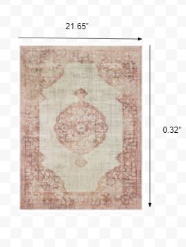 2’x3’ Ivory and Pink Medallion Scatter Rug