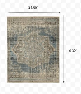 2’x3’ Blue and Ivory Medallion Scatter Rug