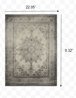 2’x3’ Ivory and Gray Pale Medallion Scatter Rug