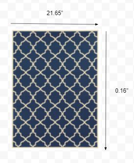 2’x4’ Blue and Ivory Trellis Indoor Outdoor Scatter Rug