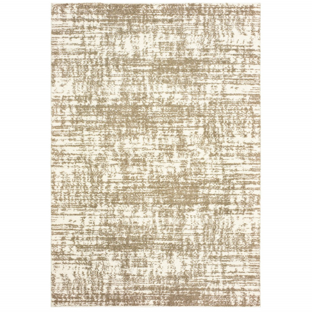 2’x3’ Ivory and Gray Abstract Strokes Scatter Rug