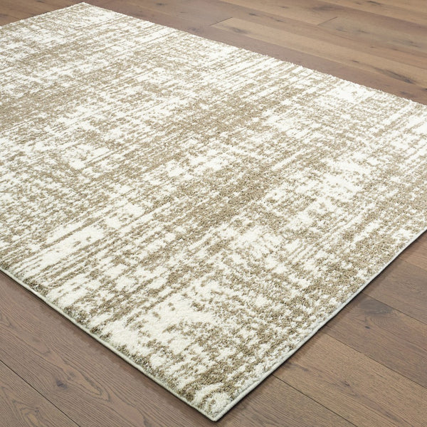 2’x3’ Ivory and Gray Abstract Strokes Scatter Rug