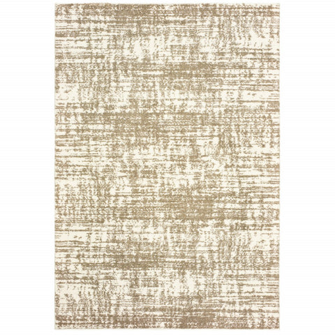 2’x3’ Ivory and Gray Abstract Strokes Scatter Rug