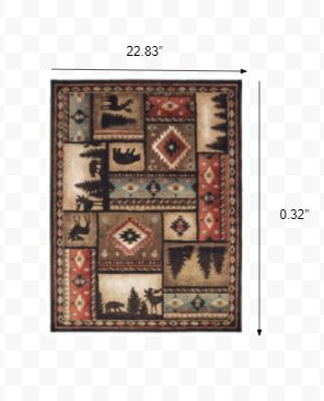 2’x3’ Black and Brown Nature Lodge Scatter Rug