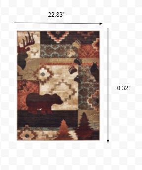 2’x3’ Rustic Brown Animal Lodge Scatter Rug