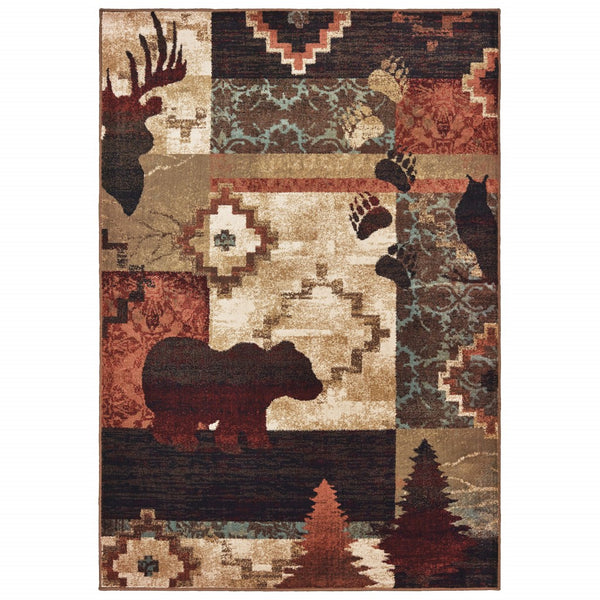 2’x3’ Rustic Brown Animal Lodge Scatter Rug