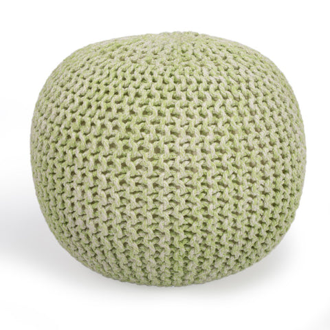 Cool Green Woven Pouf Ottoman