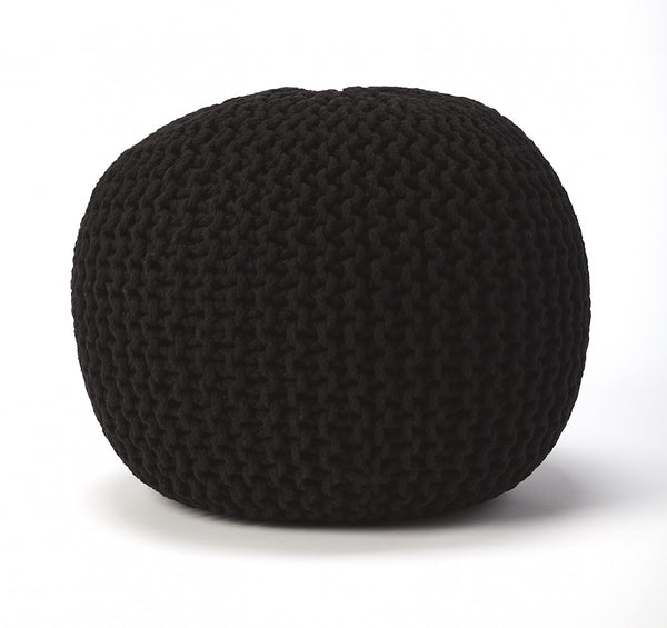 Cool Black Woven Pouf Ottoman