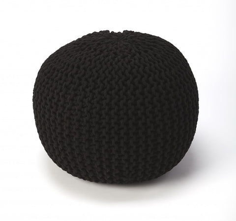 Cool Black Woven Pouf Ottoman