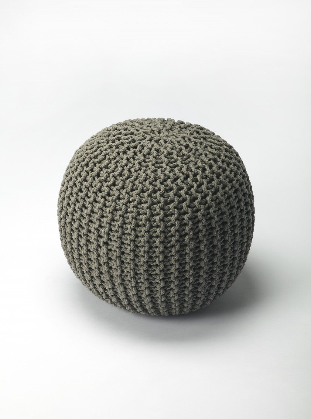 Cool Gray Woven Pouf Ottoman