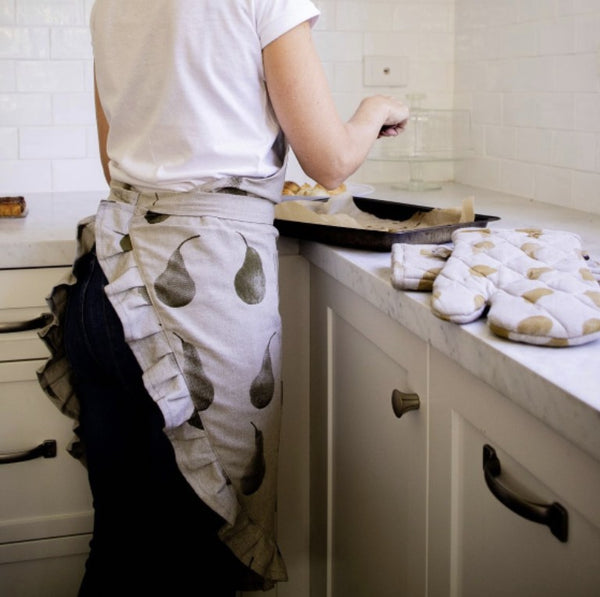 Set of Two Yellow Tea Towels with Matching Oven Gloves