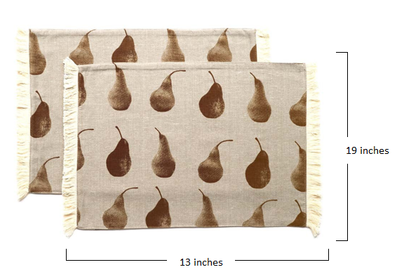 Set of Eight Light Brown Pear Pattern Placemats