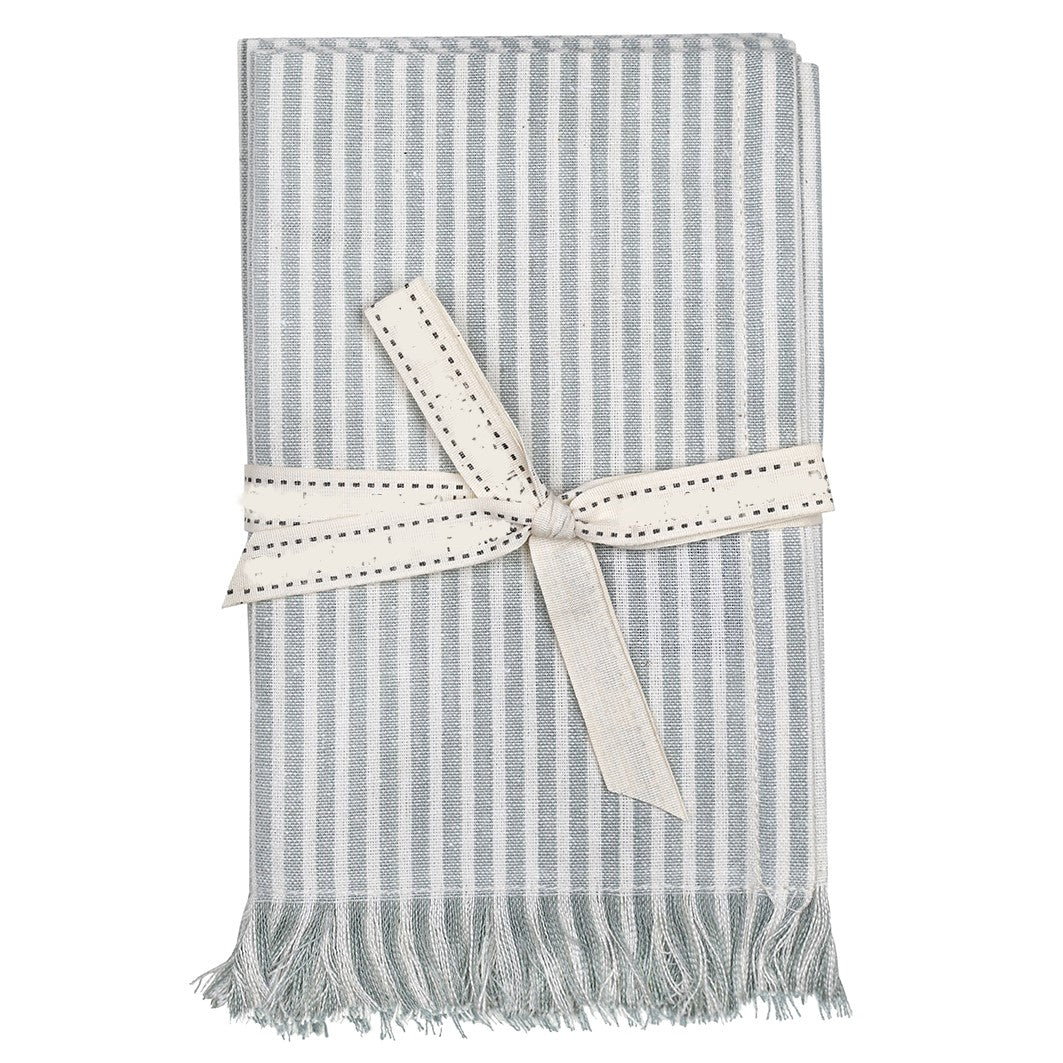 Set of Eight Navy Blue Stripe Napkins