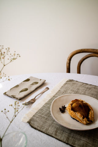 Set of Eight Wild Green Pear Pattern Napkins