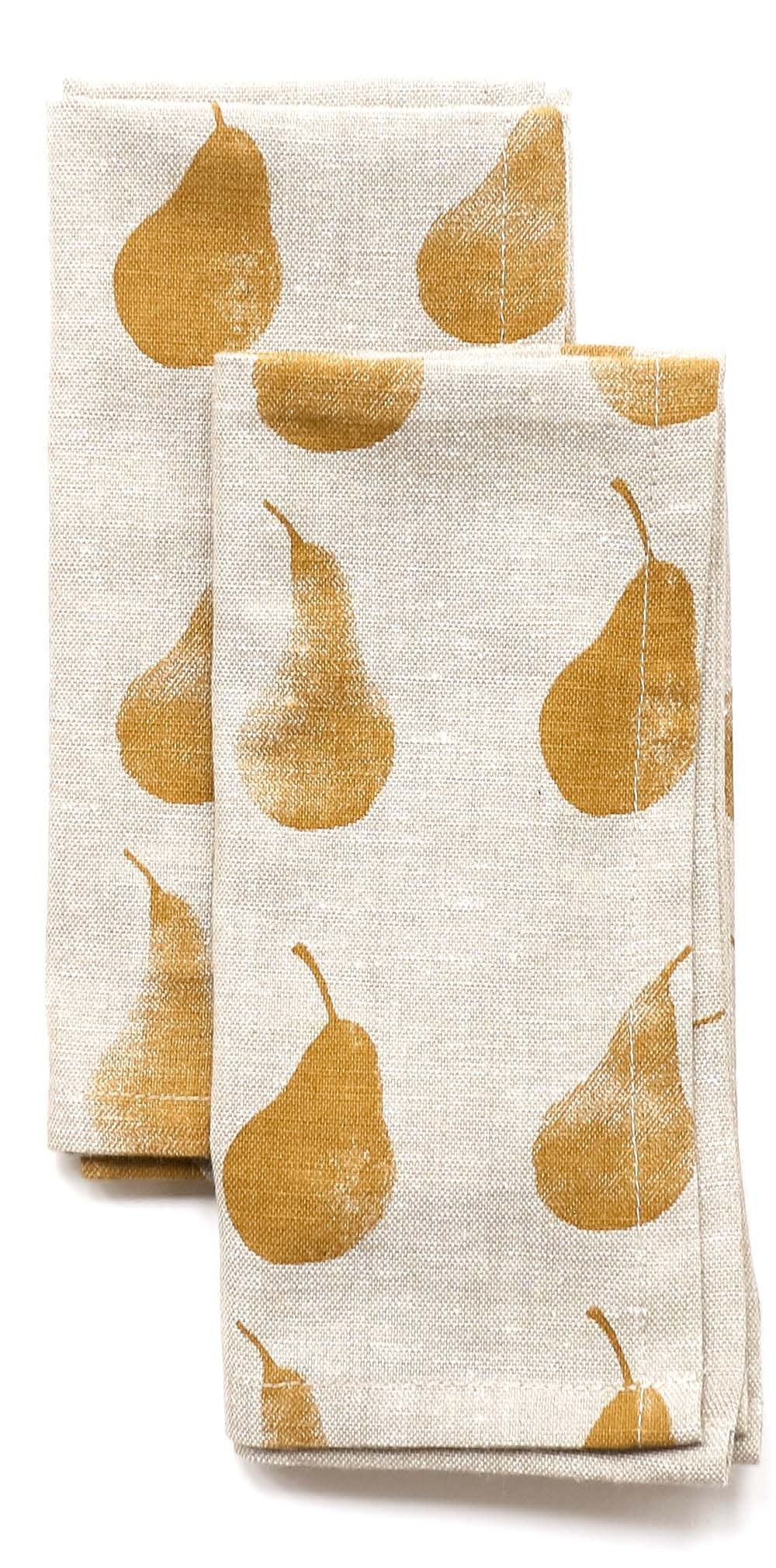 Set of Eight Ochre Pear Pattern Napkins