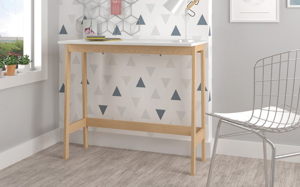 Modern Natural and White Narrow Table Desk