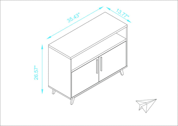 Modern Black and Natural Two Door Console Table