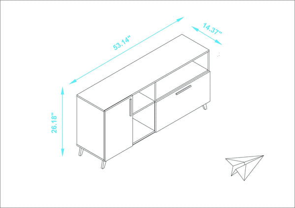 Modern White and Natural Asymmetrical TV Stand