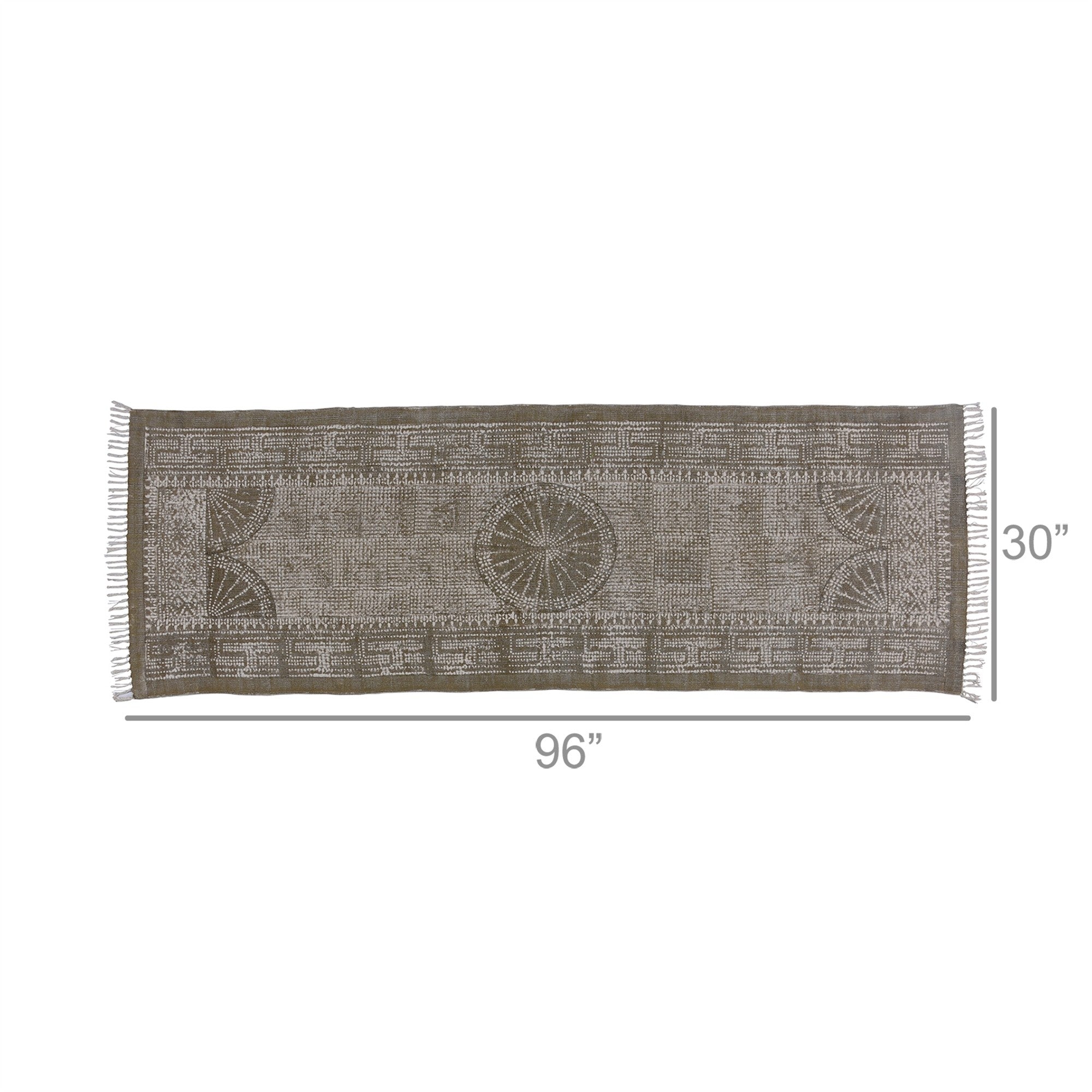 8’ Putty Distressed Medallion Runner Rug