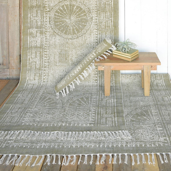 8’ Putty Distressed Medallion Runner Rug