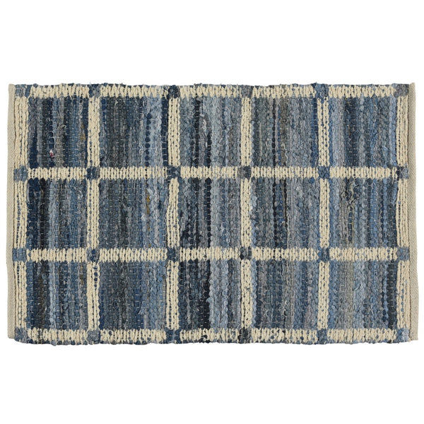 2' X 3' Blue and Gray Grid Scatter Rug