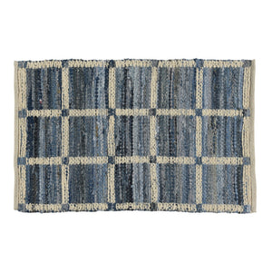 2' X 3' Blue and Gray Grid Scatter Rug