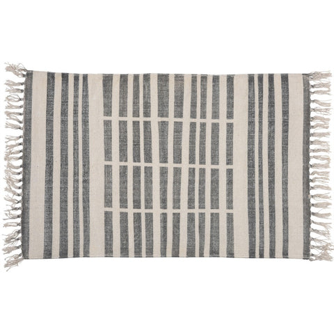 2' X 3' Gray and Cream Broken Stripes Scatter Rug