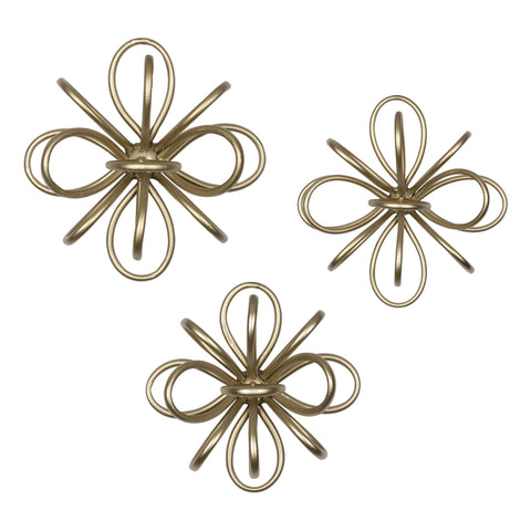 Set of Three Gold Metallic Starburst Wall Decor