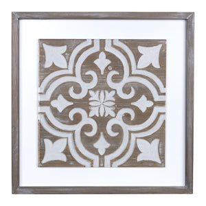 Wooden Gray and Beige Geometric Tile Wall Plaque