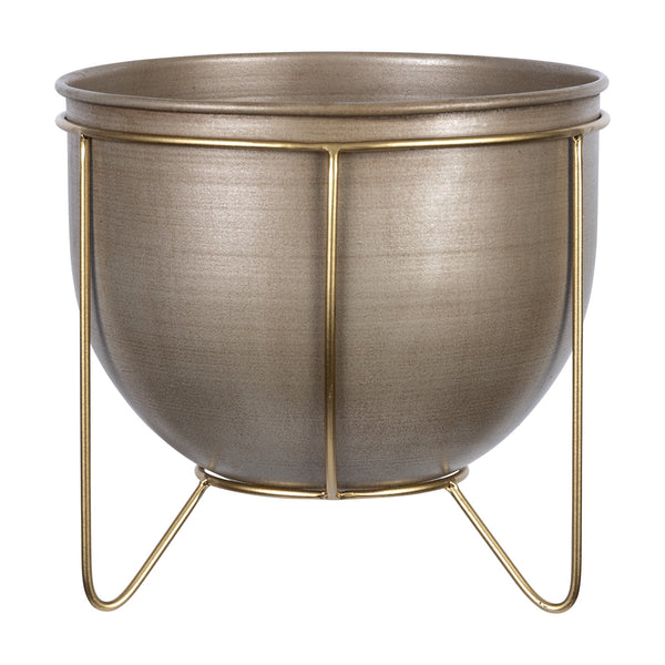 Petite Bronze and Gold Metal Plant Pot