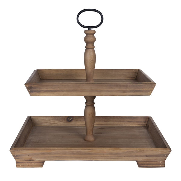 Two Tiered Wooden Serving Stand