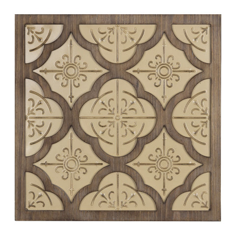 Pale Yellow and Natural Quatrefoil Wall Plaque