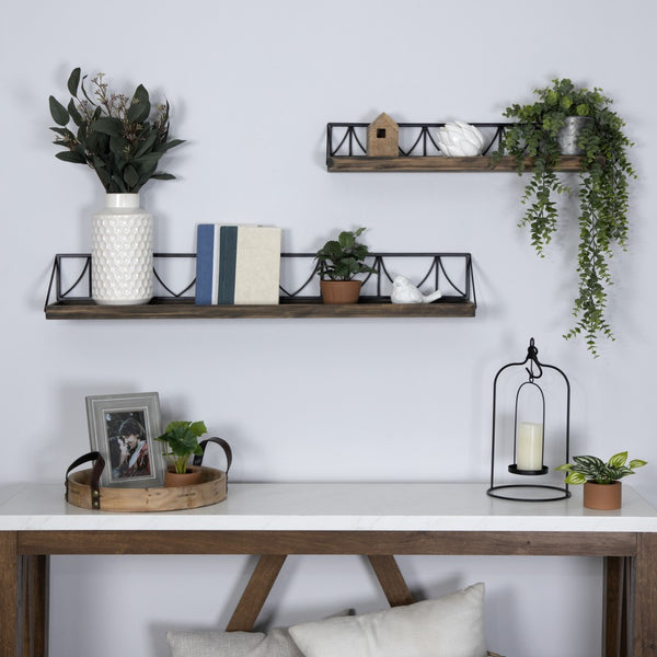 Round Wooden Tray with Leather Handles