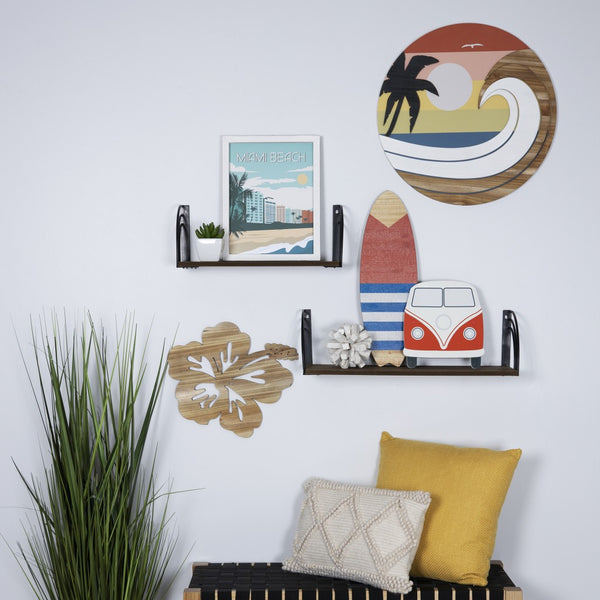 Mini Striped Surfboard Wall Decor