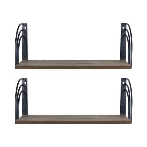 Set of Two Arched Wooden Floating Wall Shelves