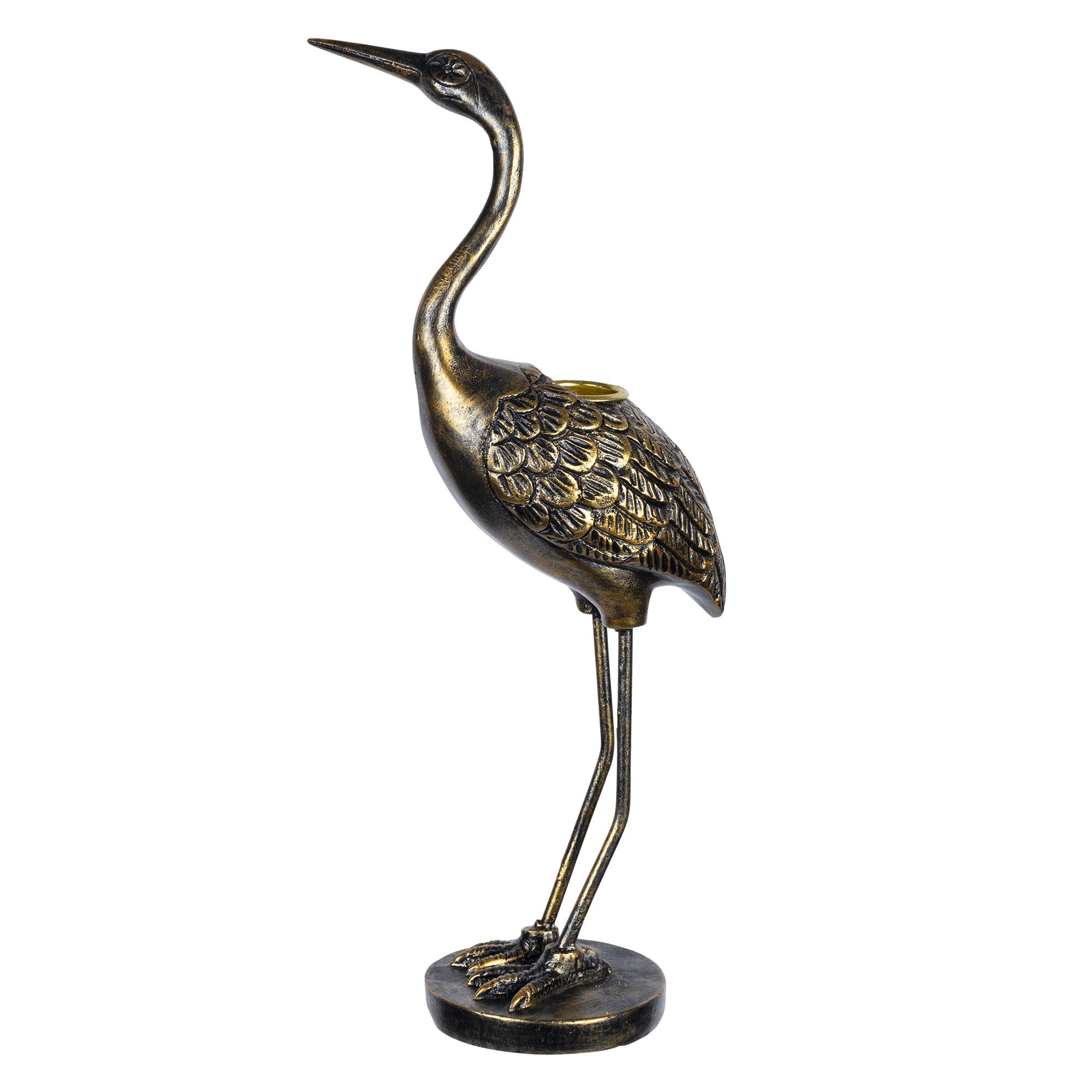 Antique Gold Heron Statue