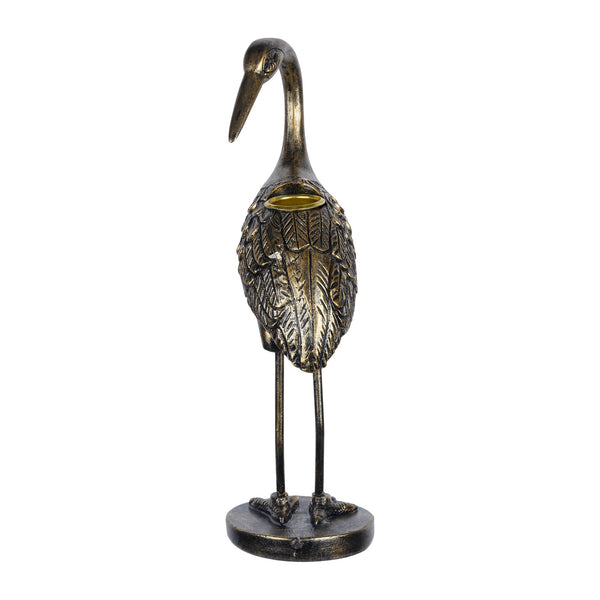 Antique Gold Heron Turning Statue