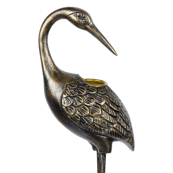 Antique Gold Heron Turning Statue