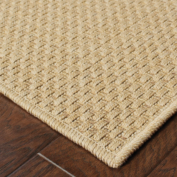 2’x8’ Solid Sand Beige Indoor Outdoor Runner Rug