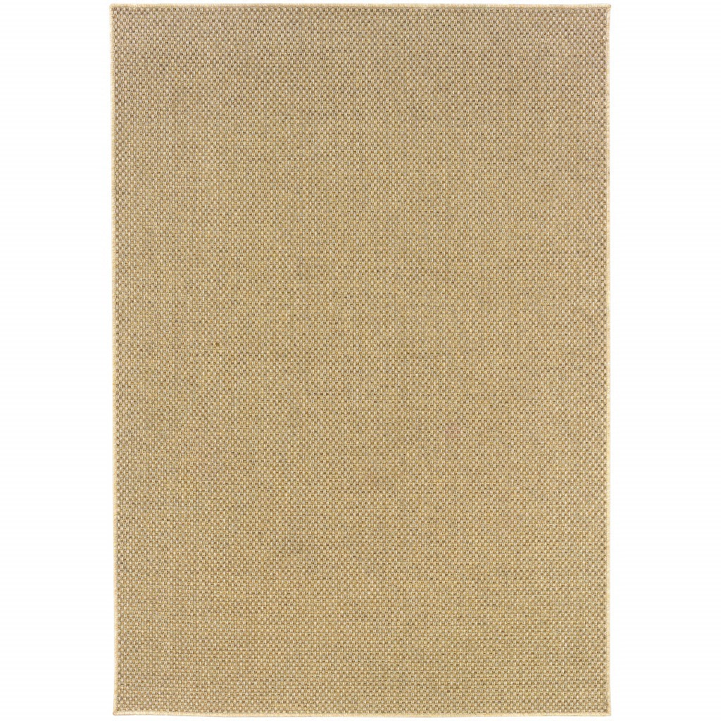 7’x10’ Solid Sand Beige Indoor Outdoor Area Rug