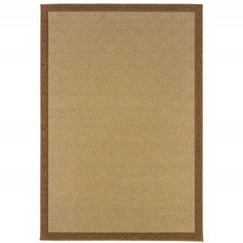 6’x9’ Beige and Brown Plain Indoor Outdoor Area Rug