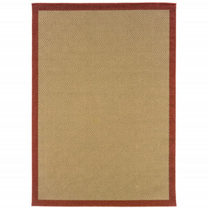 4’x6’ Beige and Red Plain Indoor Outdoor Area Rug