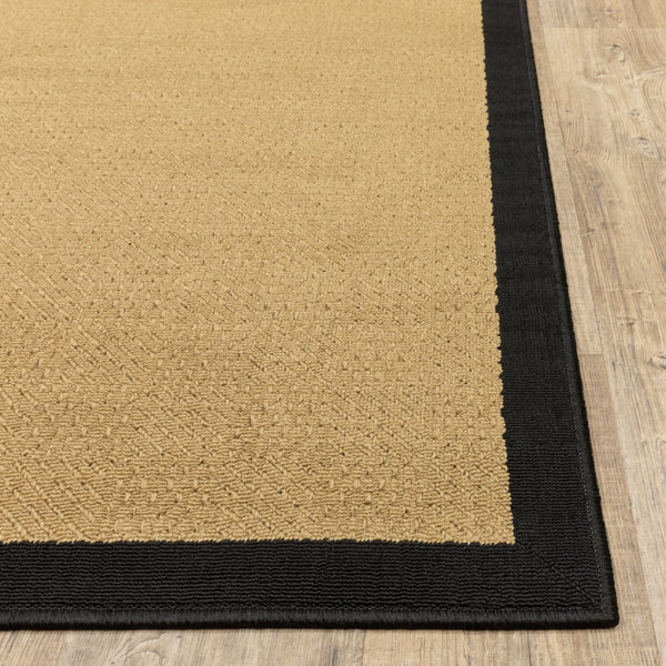 2’x8’ Beige and Black Plain Indoor Outdoor Runner Rug