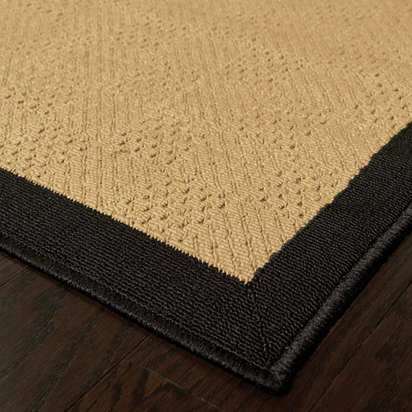 3’x5’ Beige and Black Plain Indoor Outdoor Area Rug