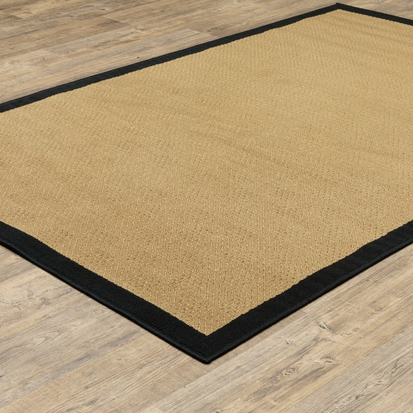 3’x5’ Beige and Black Plain Indoor Outdoor Area Rug